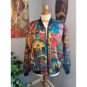 Vintage 1980’s Rainbow and Floral Bomber Jacket